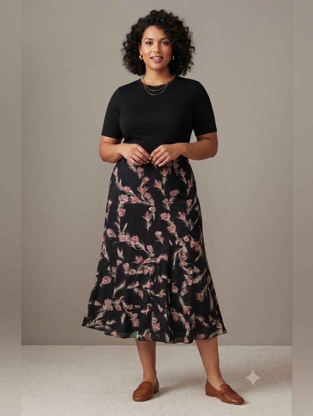 Metro Wear Womens Black Midi Pull-On Style Skirt Size Large